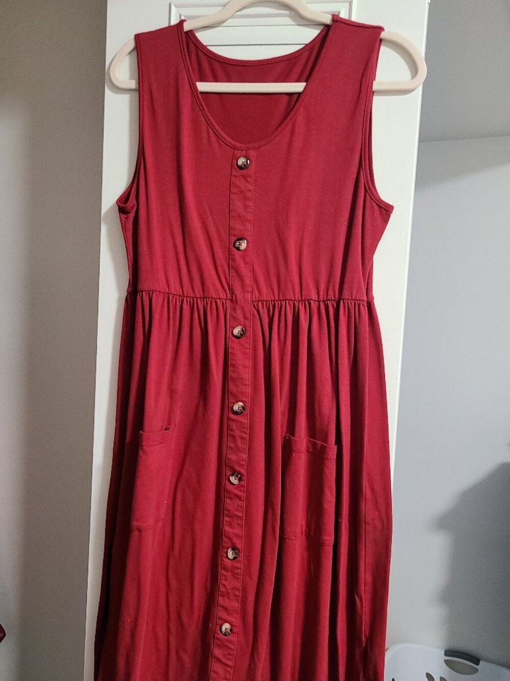 Simple knee-length button front dress